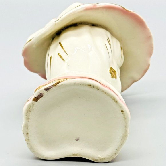 Lady Head Vase Pink Gold Eyelashes Highlights Jewelry Hat 1950s 3 inch - Picture 7 of 8